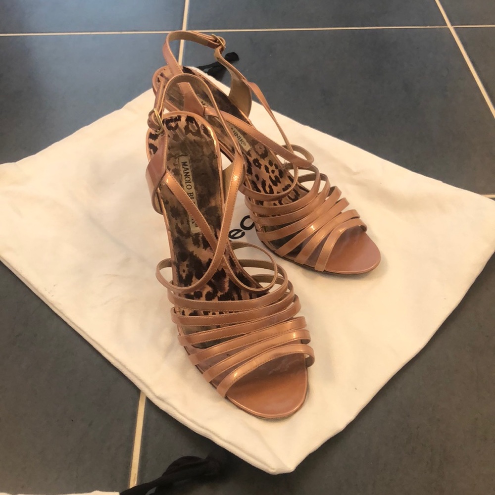 Metallic Patent Strappy Heel